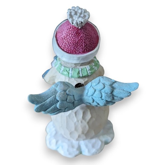 Winter Wishes Kohls Wood-looking Resin Angel Snowman with Heart and Bouncy Wings - Picture 5 of 8